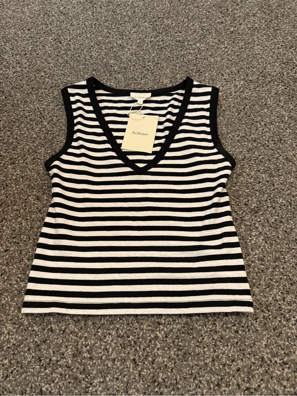 bohme Black & White Striped V-Neck Tank